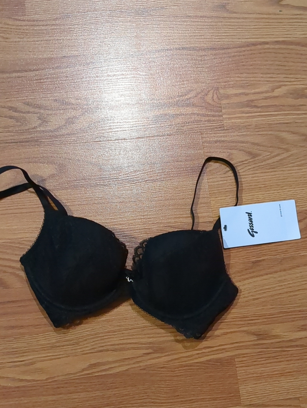 NWT Gossard Glossies Superboost Lace Underwire Plunge Bra Black Size 30 DD/E